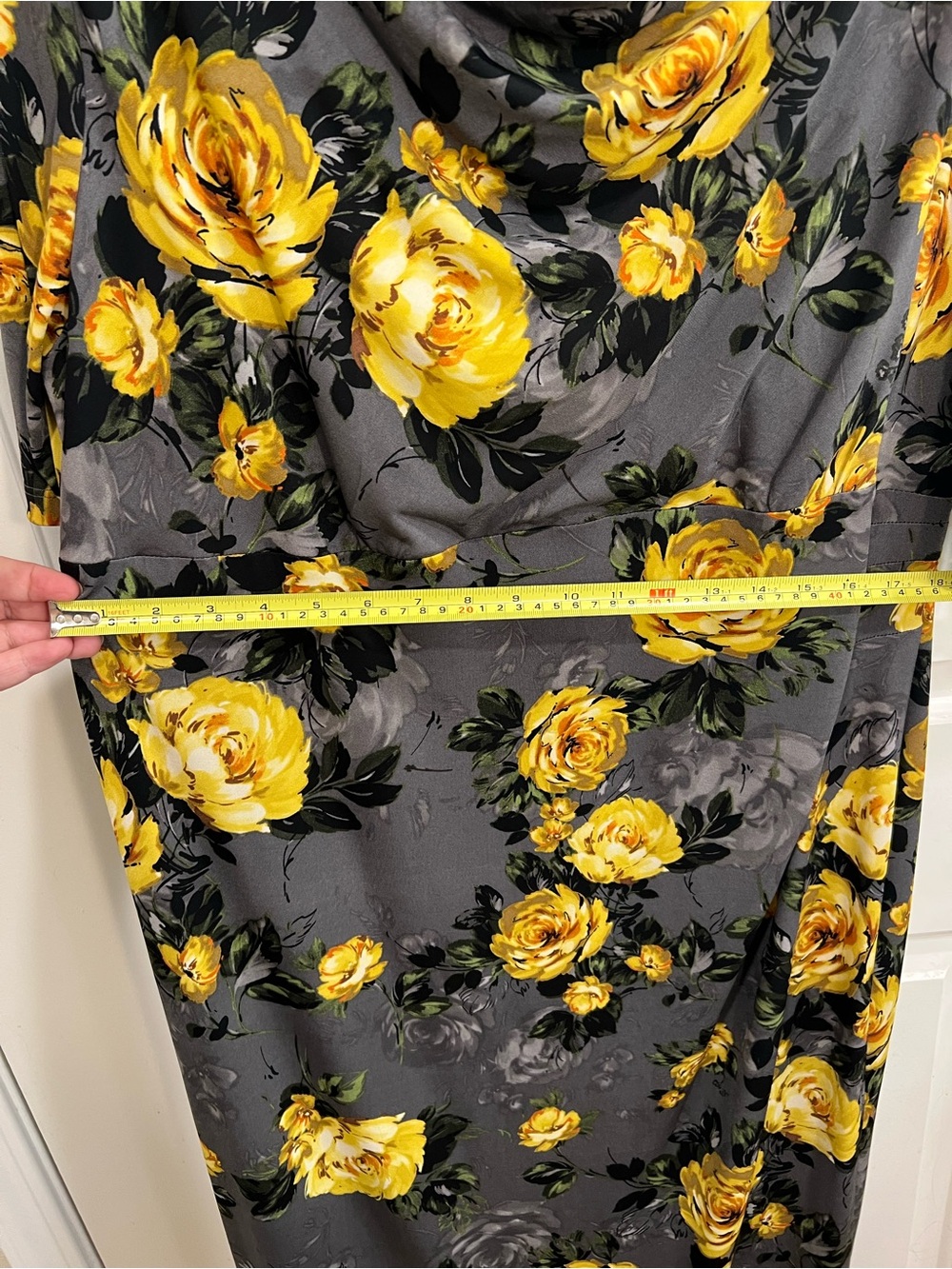 Dark Grey Maxi Dress with Yellow Rose Floral Print New / Fall / Formal / Date - Picture 12 of 12